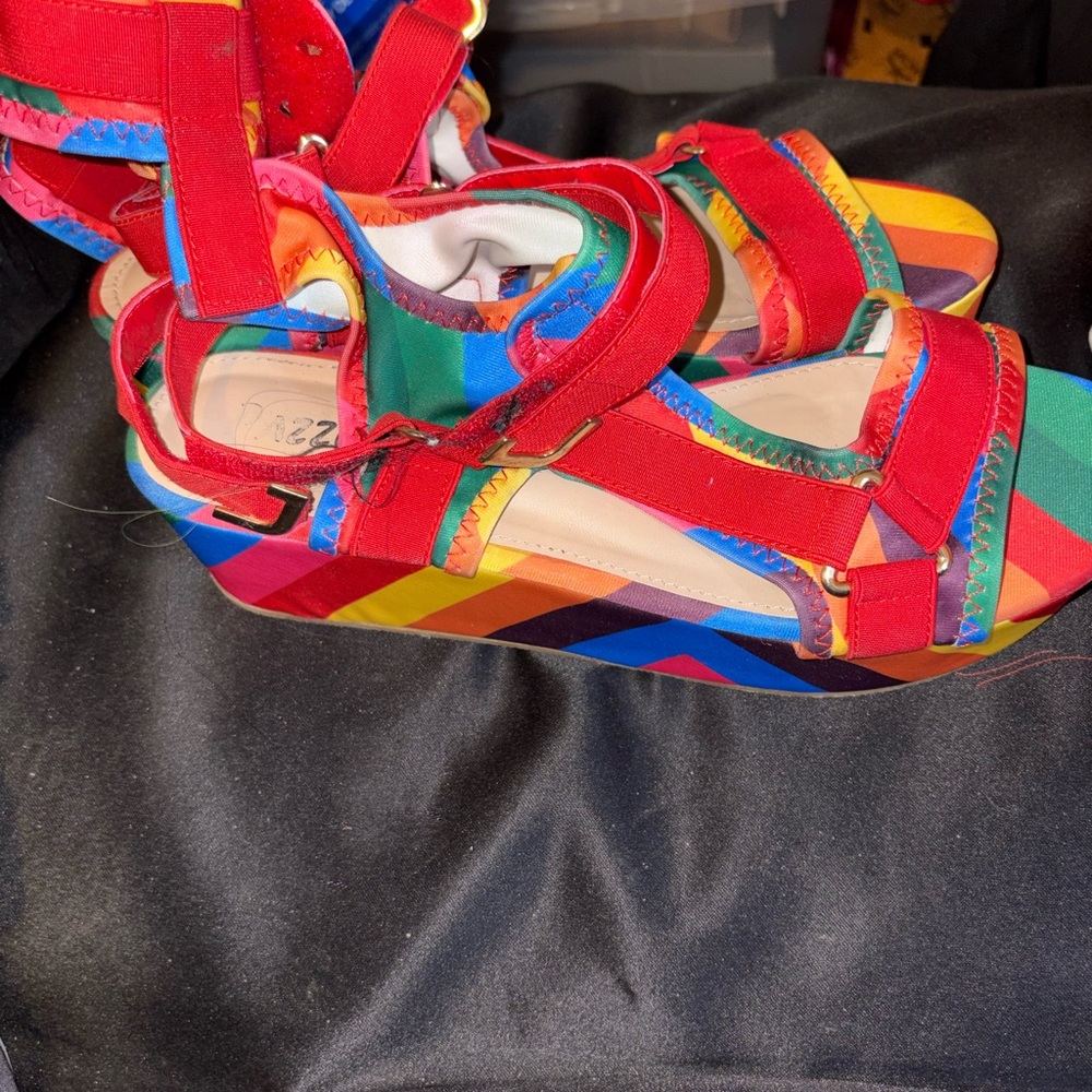 Red Rainbow-Striped Women's Sport Sandals - Picture 2 of 2